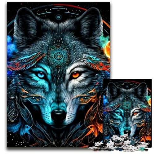 1000-teiliges Puzzle Wolf, schwierige Rätsel für Erwachsene, anspruchsvolles Denkspiel für Teenager, unterhaltsames interaktives Spiel für die ganze Familie, 26x38cm/10,23x14,96 Zoll von JIANGENNF