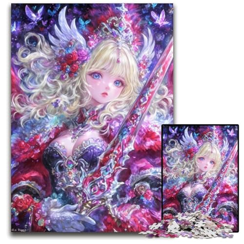 1000-teiliges Puzzle für Erwachsene, Anime-Kriegerin, Holzpuzzle, kompliziertes Design für Teenager, DIY-Dekor und gehirnfördernder Spaß, 50x75cm von JIANGENNF