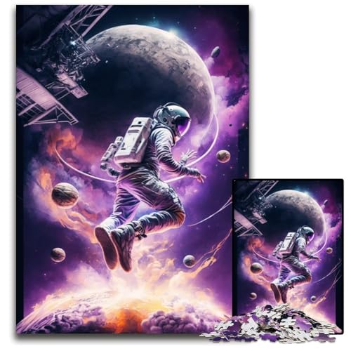 1000-teiliges Puzzle für Erwachsene, Astronauten Spielen Basketball, Holzpuzzle für Feiertage, Geburtstage und Familienspieleabende, 50x75cm/19,68x29,52 Zoll 1000-teiliges Puzzle für Erwachsene, Astronauten Spielen Basketball, Holzpuzzle für Feiertage, Geburtstage und Familienspieleabende, 50x75cm/19,68x29,52 Zoll von JIANGENNF