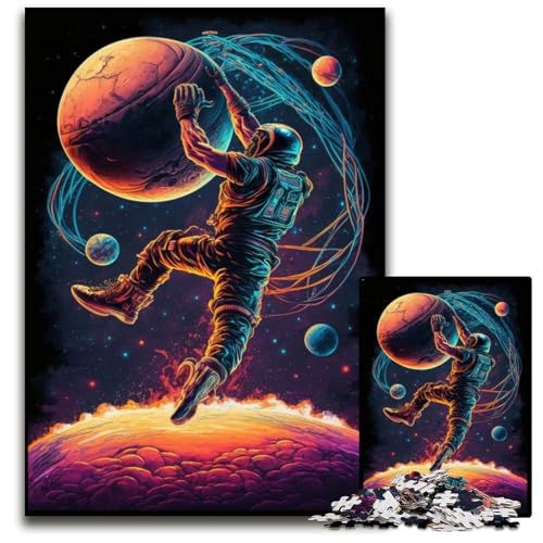 1000-teiliges Puzzle für Erwachsene, Astronauten Spielen Basketball, Puzzle für Erwachsene, hochschwieriges Denkspiel für Teenager, 26x38cm/10,23x14,96 Zoll von JIANGENNF