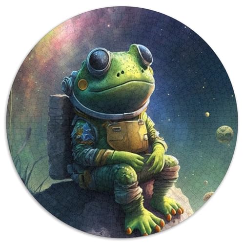 1000-teiliges Puzzle für Erwachsene, Astronautenfrosch-Puzzle für Erwachsene, hochschwieriges Denkspiel für Teenager (Größe 67,5 x 67,5 cm) von JIANGENNF