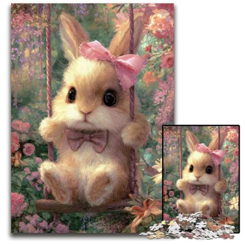 1000-teiliges Puzzle für Erwachsene, Baby-Häschen auf der Schaukel, Papppuzzle, lustige Spiele, ganze Familie, für Kinder ab 14 Jahren, 26x38cm 1000-teiliges Puzzle für Erwachsene, Baby-Häschen auf der Schaukel, Papppuzzle, lustige Spiele, ganze Familie, für Kinder ab 14 Jahren, 26x38cm von JIANGENNF