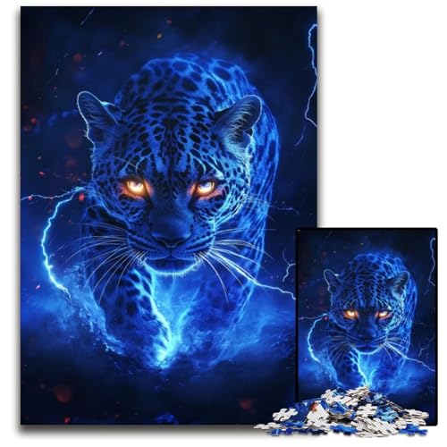 1000-teiliges Puzzle für Erwachsene, Blitzleopard, Holzpuzzle für Erwachsene, Lernspiel, Herausforderungsspielzeug für Erwachsene Teenager, 50x75cm von JIANGENNF