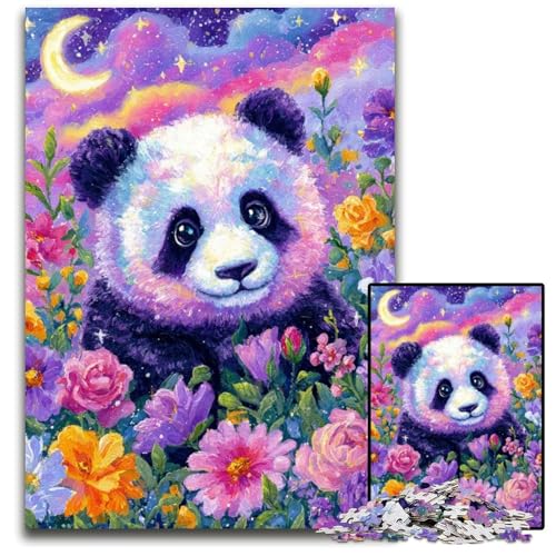 1000-teiliges Puzzle für Erwachsene, Blumen-Panda, Karton-Puzzle, Lernspiele, fördert die Liebe zwischen Paaren, für Kinder ab 14 Jahren, 26x38cm von JIANGENNF