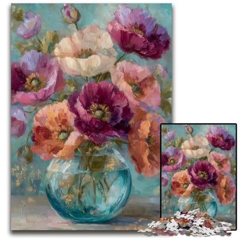 1000-teiliges Puzzle für Erwachsene, Blumenkunst-Puzzle, Lernspielzeug, ganze Familie, ab 14 Jahren, 26x38cm von JIANGENNF