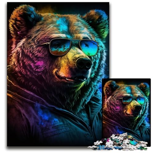 1000-teiliges Puzzle für Erwachsene, Braunbär-Boxer-Puzzles für Erwachsene, anspruchsvolles DIY-Denkspiel für Teenager, 26x38cm/10,23x14,96 Zoll von JIANGENNF