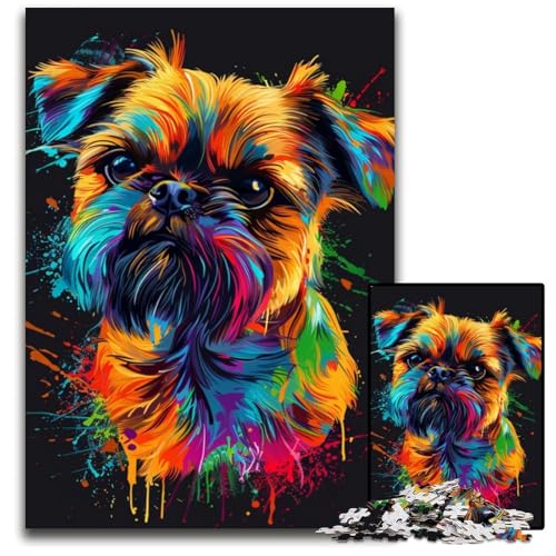 1000-teiliges Puzzle für Erwachsene, Brüsseler Griffon-Hund, Kunst-Puzzles für Erwachsene, hochschwieriges Denkspiel für Jugendliche, 26x38cm/10,23x14,96 Zoll von JIANGENNF