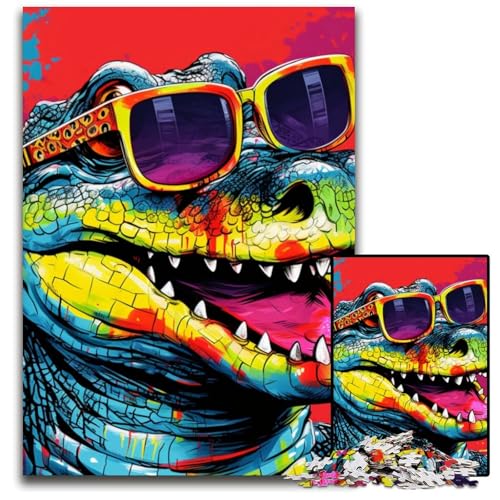 1000-teiliges Puzzle für Erwachsene, Bunte Nilkrokodile, unmögliche Puzzles für Erwachsene, perfekt als Geburtstags-, Weihnachts, 26x38cm/10,23x14,96 Zoll 1000-teiliges Puzzle für Erwachsene, Bunte Nilkrokodile, unmögliche Puzzles für Erwachsene, perfekt als Geburtstags-, Weihnachts, 26x38cm/10,23x14,96 Zoll von JIANGENNF