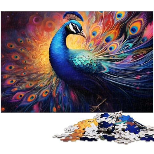 1000-teiliges Puzzle für Erwachsene, Bunte Pfauen-Puzzles für Erwachsene, für Teenager und Familienspaß – DIY-Denkspiel, Geschenk, 26 x 38 cm / 10,23 x 14,96 Zoll 1000-teiliges Puzzle für Erwachsene, Bunte Pfauen-Puzzles für Erwachsene, für Teenager und Familienspaß – DIY-Denkspiel, Geschenk, 26 x 38 cm / 10,23 x 14,96 Zoll von JIANGENNF