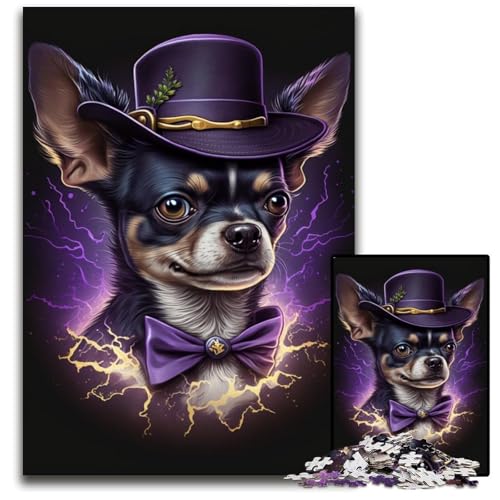 1000-teiliges Puzzle für Erwachsene, Chihuahua-Holzpuzzle, ideal für Liebhaber, perfektes Weihnachts-, Neujahrs- und Valentinstagsgeschenk, 50x75cm/19,68x29,52 Zoll 1000-teiliges Puzzle für Erwachsene, Chihuahua-Holzpuzzle, ideal für Liebhaber, perfektes Weihnachts-, Neujahrs- und Valentinstagsgeschenk, 50x75cm/19,68x29,52 Zoll von JIANGENNF