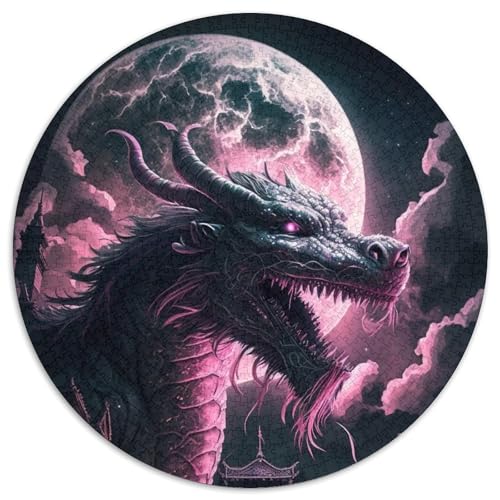 1000-teiliges Puzzle für Erwachsene, Chinesischer Drache, rundes 1000-teiliges Puzzle, hochschwieriges Denkspiel für Jugendliche (Größe 67,5 x 67,5 cm) von JIANGENNF