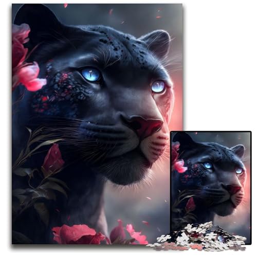 1000-teiliges Puzzle für Erwachsene, Der Pinke Schwarze Panther, Puzzle für Erwachsene, Lernspielzeug für Teenager, Heimbüro-Dekor, 26x38cm/10,23x14,96 Zoll von JIANGENNF
