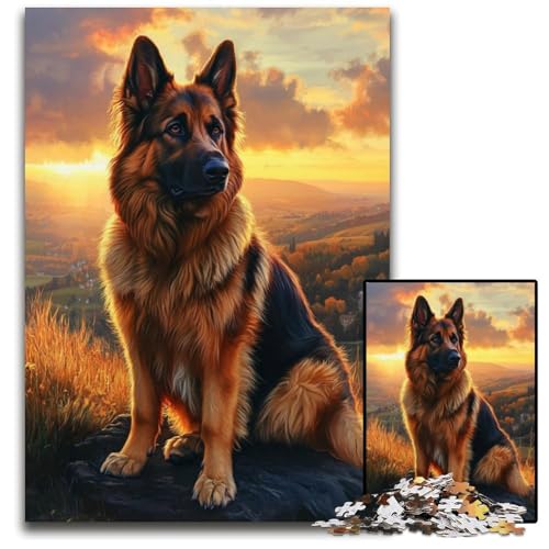 1000-teiliges Puzzle für Erwachsene, Deutscher Schäferhund, Lernspielzeug, ganze Familie, ab 14 Jahren, 26x38cm von JIANGENNF