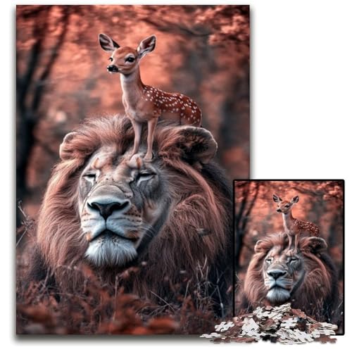 1000-teiliges Puzzle für Erwachsene, Dschungellöwe, schwieriges und herausforderndes Holzpuzzle, tolle Geschenke und Spielzeuge für 14-Jährige, 50x75cm von JIANGENNF