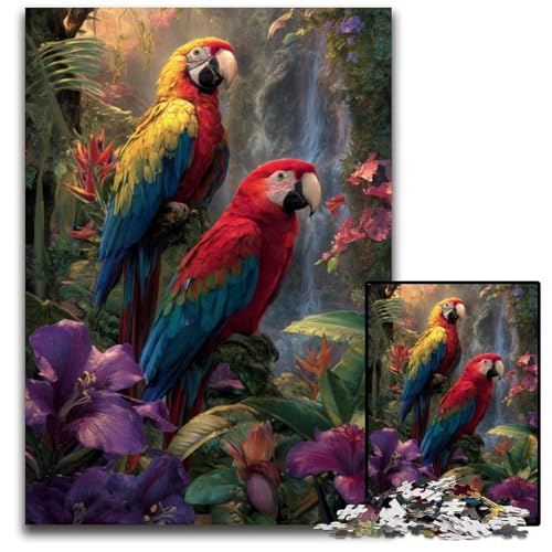 1000-teiliges Puzzle für Erwachsene, Dschungelpapagei, schwieriges und herausforderndes Holzpuzzle, tolle Geschenke und Spielzeuge für 14-Jährige, 50x75cm von JIANGENNF