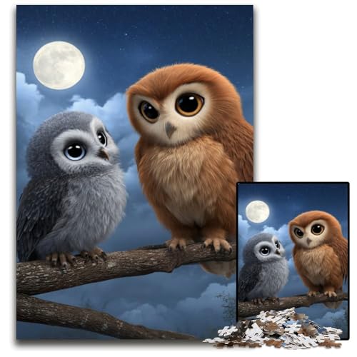 1000-teiliges Puzzle für Erwachsene, Eule auf dem Baum, Lernspiele, stärkt die Liebe zwischen Paaren, für Kinder ab 14 Jahren, 50x75cm von JIANGENNF