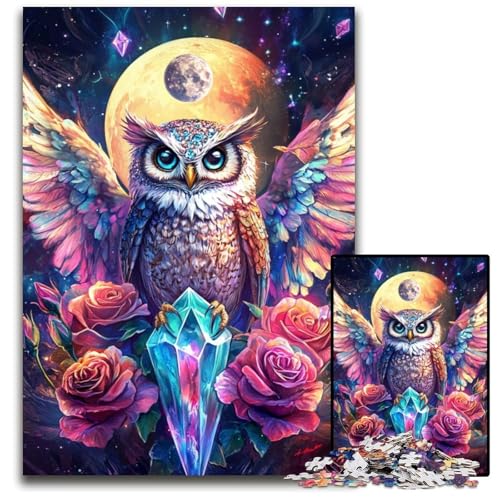 1000-teiliges Puzzle für Erwachsene, Eulenengel, Holzpuzzle, Spiel für Erwachsene, Geschenk, interaktives Familienspiel, Gehirn-Herausforderung, Geschenk, 50x75cm von JIANGENNF
