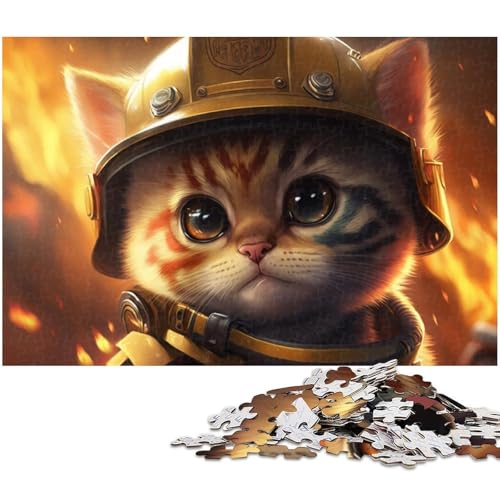 1000-teiliges Puzzle für Erwachsene, Feuerwehrmann-Katze, Holzpuzzle für Erwachsene für Teenager, Familienspieleabend, hirnfordernde Geschenkidee, 50 x 75 cm / 19,68 x 29,52 Zoll 1000-teiliges Puzzle für Erwachsene, Feuerwehrmann-Katze, Holzpuzzle für Erwachsene für Teenager, Familienspieleabend, hirnfordernde Geschenkidee, 50 x 75 cm / 19,68 x 29,52 Zoll von JIANGENNF