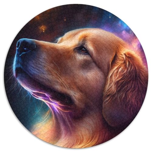 1000-teiliges Puzzle für Erwachsene, Golden Retriever Cloud, rundes 1000-teiliges Puzzle, hochschwieriges Denkspiel für Teenager (Größe 67,5 x 67,5 cm) von JIANGENNF