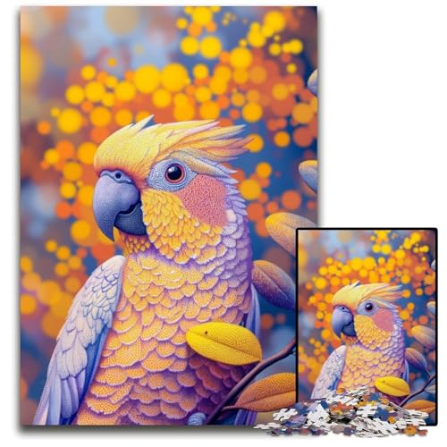 1000-teiliges Puzzle für Erwachsene, Goldener Papagei, Kartonpuzzle, Spiele, Spielzeug, Geschenk, stärkt die Liebe zwischen Paaren, für Kinder ab 14 Jahren, 26x38cm von JIANGENNF
