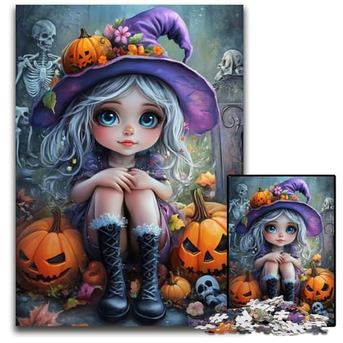 1000-teiliges Puzzle für Erwachsene, Halloween-Mädchen, Karton-Puzzle, Lernspiele, mit passendem Poster und Quizblatt, für Kinder ab 14 Jahren, 26x38cm 1000-teiliges Puzzle für Erwachsene, Halloween-Mädchen, Karton-Puzzle, Lernspiele, mit passendem Poster und Quizblatt, für Kinder ab 14 Jahren, 26x38cm von JIANGENNF