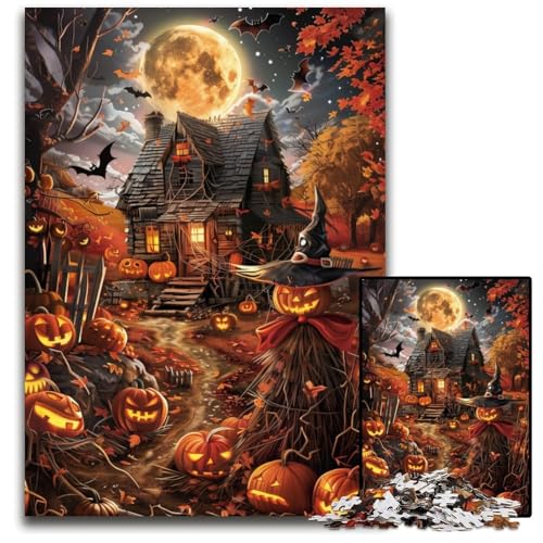 1000-teiliges Puzzle für Erwachsene, Halloween-Schloss, Holzpuzzle für Erwachsene, Lernspiel, Herausforderungsspielzeug für Erwachsene Teenager, 50x75cm 1000-teiliges Puzzle für Erwachsene, Halloween-Schloss, Holzpuzzle für Erwachsene, Lernspiel, Herausforderungsspielzeug für Erwachsene Teenager, 50x75cm von JIANGENNF