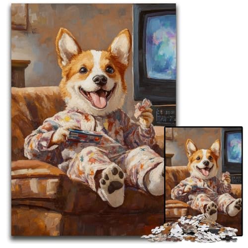 1000-teiliges Puzzle für Erwachsene, Happy Corgi, Holzpuzzle, interaktives Familienspiel, Denksportaufgabe, Geschenk, Lernspielzeug, 50x75cm 1000-teiliges Puzzle für Erwachsene, Happy Corgi, Holzpuzzle, interaktives Familienspiel, Denksportaufgabe, Geschenk, Lernspielzeug, 50x75cm von JIANGENNF