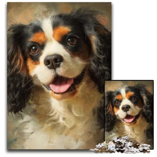 1000-teiliges Puzzle für Erwachsene, Happy Dog, Holzpuzzle für Erwachsene, Lernspiel, Herausforderungsspielzeug für Erwachsene Teenager, 50x75cm 1000-teiliges Puzzle für Erwachsene, Happy Dog, Holzpuzzle für Erwachsene, Lernspiel, Herausforderungsspielzeug für Erwachsene Teenager, 50x75cm von JIANGENNF