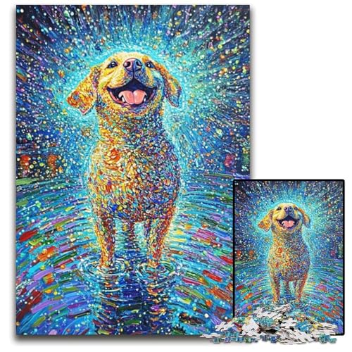 1000-teiliges Puzzle für Erwachsene, Happy Labrador Puzzle, Lernspielzeug, ganze Familie, ab 14 Jahren, 50x75cm von JIANGENNF