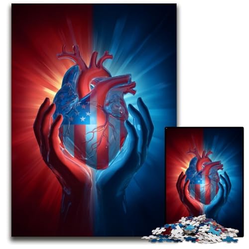 1000-teiliges Puzzle für Erwachsene, Herz-Holzpuzzle für Erwachsene, Lernspiel, Herausforderungsspielzeug für Erwachsene Teenager, 50x75cm von JIANGENNF