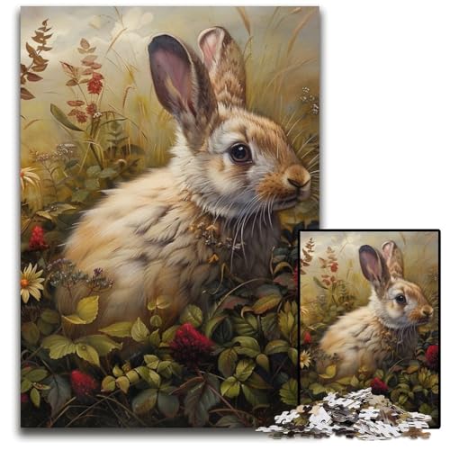 1000-teiliges Puzzle für Erwachsene, Kaninchen-Holzpuzzle, schwierig und herausfordernd, tolle Geschenke und Spielzeuge für 14-Jährige, 50x75cm von JIANGENNF