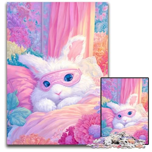 1000-teiliges Puzzle für Erwachsene, Kaninchen-Puzzle, Lernspielzeug, ganze Familie, ab 14 Jahren, 26x38cm von JIANGENNF