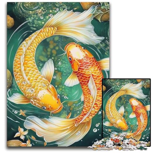 1000-teiliges Puzzle für Erwachsene, Koi-Holzpuzzle für Erwachsene, Lernspiel, Herausforderungsspielzeug für Erwachsene Teenager, 50x75cm von JIANGENNF