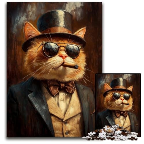 1000-teiliges Puzzle für Erwachsene, Kunstkatze, Karton-Puzzle, interaktives Familienspiel, Denksport-Geschenk, Lernspielzeug, 26x38cm von JIANGENNF