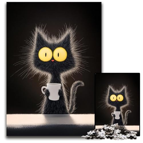 1000-teiliges Puzzle für Erwachsene, Kunstkatze, Kartonpuzzle für Erwachsene, Lernspiel, Herausforderungsspielzeug für Erwachsene Teenager, 26x38cm von JIANGENNF
