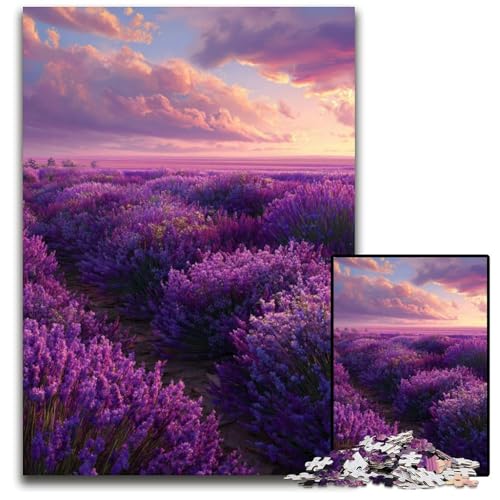 1000-teiliges Puzzle für Erwachsene, Lavendelgarten-Puzzle, Lernspielzeug, ganze Familie, ab 14 Jahren, 26x38cm von JIANGENNF
