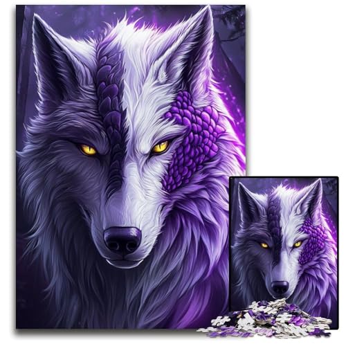 1000-teiliges Puzzle für Erwachsene, Lavendelwolf-Puzzle, Lernspielzeug, ganze Familie, ab 14 Jahren, 26x38cm 1000-teiliges Puzzle für Erwachsene, Lavendelwolf-Puzzle, Lernspielzeug, ganze Familie, ab 14 Jahren, 26x38cm von JIANGENNF