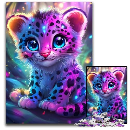 1000-teiliges Puzzle für Erwachsene, Leoparden-Holzpuzzle für Erwachsene, Lernspiel, Herausforderungsspielzeug für Erwachsene Teenager, 50x75cm von JIANGENNF
