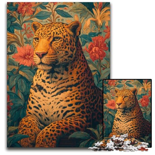1000-teiliges Puzzle für Erwachsene, Leoparden-Holzpuzzle für Erwachsene, Lernspiel, Herausforderungsspielzeug für Erwachsene Teenager, 50x75cm von JIANGENNF