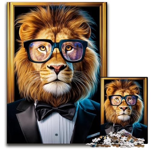 1000-teiliges Puzzle für Erwachsene, Löwe mit Brille, Lernspielzeug, ganze Familie, ab 14 Jahren, 26x38cm 1000-teiliges Puzzle für Erwachsene, Löwe mit Brille, Lernspielzeug, ganze Familie, ab 14 Jahren, 26x38cm von JIANGENNF