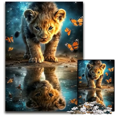 1000-teiliges Puzzle für Erwachsene, Löwenjunges-Reflexion, Holzpuzzle, anspruchsvolles Denkspiel für Teenager, Spaß für den Familienspielabend, 50x75cm 1000-teiliges Puzzle für Erwachsene, Löwenjunges-Reflexion, Holzpuzzle, anspruchsvolles Denkspiel für Teenager, Spaß für den Familienspielabend, 50x75cm von JIANGENNF