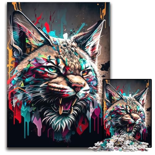 1000-teiliges Puzzle für Erwachsene, Lynx Panorama-Set rechts, Holzpuzzle für Erwachsene zur Heimdekoration, ideales Weihnachts- und Neujahrsgeschenk für Teenager, 50x75cm/19,68x29,52 Zoll von JIANGENNF