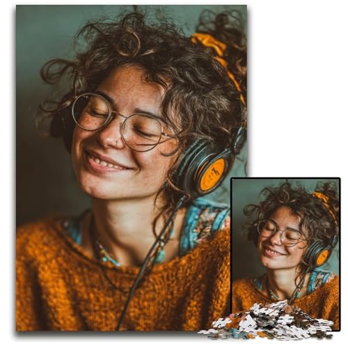 1000-teiliges Puzzle für Erwachsene, Mädchen, die Musik hören, Holzpuzzle, schwierig und herausfordernd, tolle Geschenke und Spielzeuge für 14-Jährige, 50x75cm von JIANGENNF