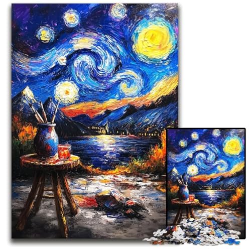 1000-teiliges Puzzle für Erwachsene, Malen unter dem Nachthimmel, Holzpuzzle, Denksportaufgabe, einzigartige Geburtstags- und Geschenkideen für Kinder ab 14 Jahren, 50x75cm 1000-teiliges Puzzle für Erwachsene, Malen unter dem Nachthimmel, Holzpuzzle, Denksportaufgabe, einzigartige Geburtstags- und Geschenkideen für Kinder ab 14 Jahren, 50x75cm von JIANGENNF