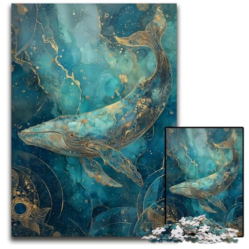 1000-teiliges Puzzle für Erwachsene, Marmorwal, Holzpuzzle für Erwachsene, Lernspiel, Herausforderungsspielzeug für Erwachsene Teenager, 50x75cm von JIANGENNF