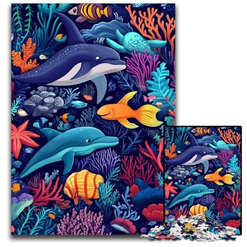 1000-teiliges Puzzle für Erwachsene, Meerestierwelt-Puzzle, Lernspielzeug, ganze Familie, ab 14 Jahren, 26x38cm 1000-teiliges Puzzle für Erwachsene, Meerestierwelt-Puzzle, Lernspielzeug, ganze Familie, ab 14 Jahren, 26x38cm von JIANGENNF