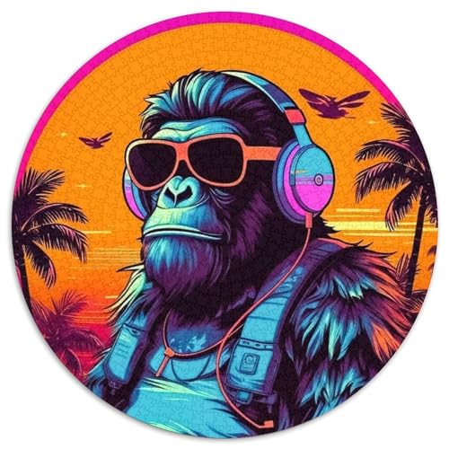1000-teiliges Puzzle für Erwachsene, Monkey DJ-Musik-Puzzles für Erwachsene, hochschwieriges Denkspiel für Teenager (Größe 67,5 x 67,5 cm) von JIANGENNF