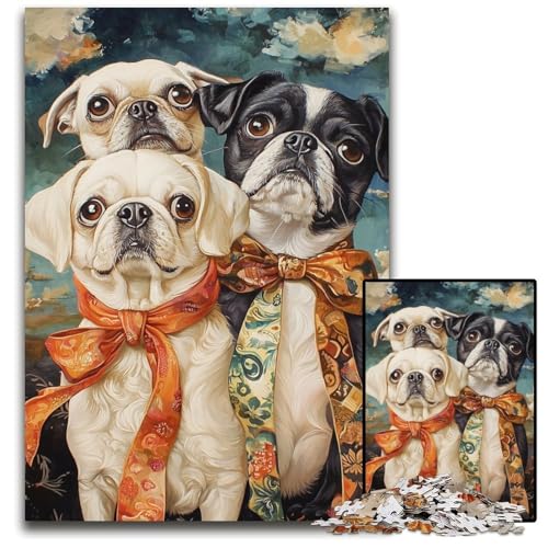 1000-teiliges Puzzle für Erwachsene, Mops-Puzzle, Lernspielzeug, ganze Familie, ab 14 Jahren, 50x75cm 1000-teiliges Puzzle für Erwachsene, Mops-Puzzle, Lernspielzeug, ganze Familie, ab 14 Jahren, 50x75cm von JIANGENNF