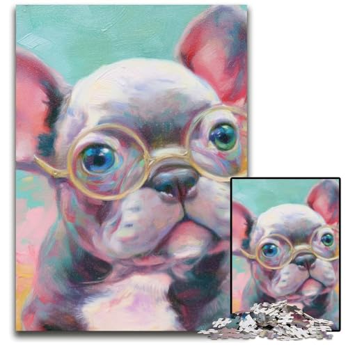 1000-teiliges Puzzle für Erwachsene, Mops mit Brille, Lernspielzeug, ganze Familie, ab 14 Jahren, 50x75cm 1000-teiliges Puzzle für Erwachsene, Mops mit Brille, Lernspielzeug, ganze Familie, ab 14 Jahren, 50x75cm von JIANGENNF