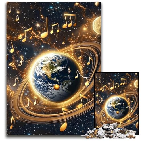 1000-teiliges Puzzle für Erwachsene, Musik, Galaxie, Erde, Holzpuzzle, Denksportaufgabe, Teenager und Heimdekoration, 50x75cm von JIANGENNF